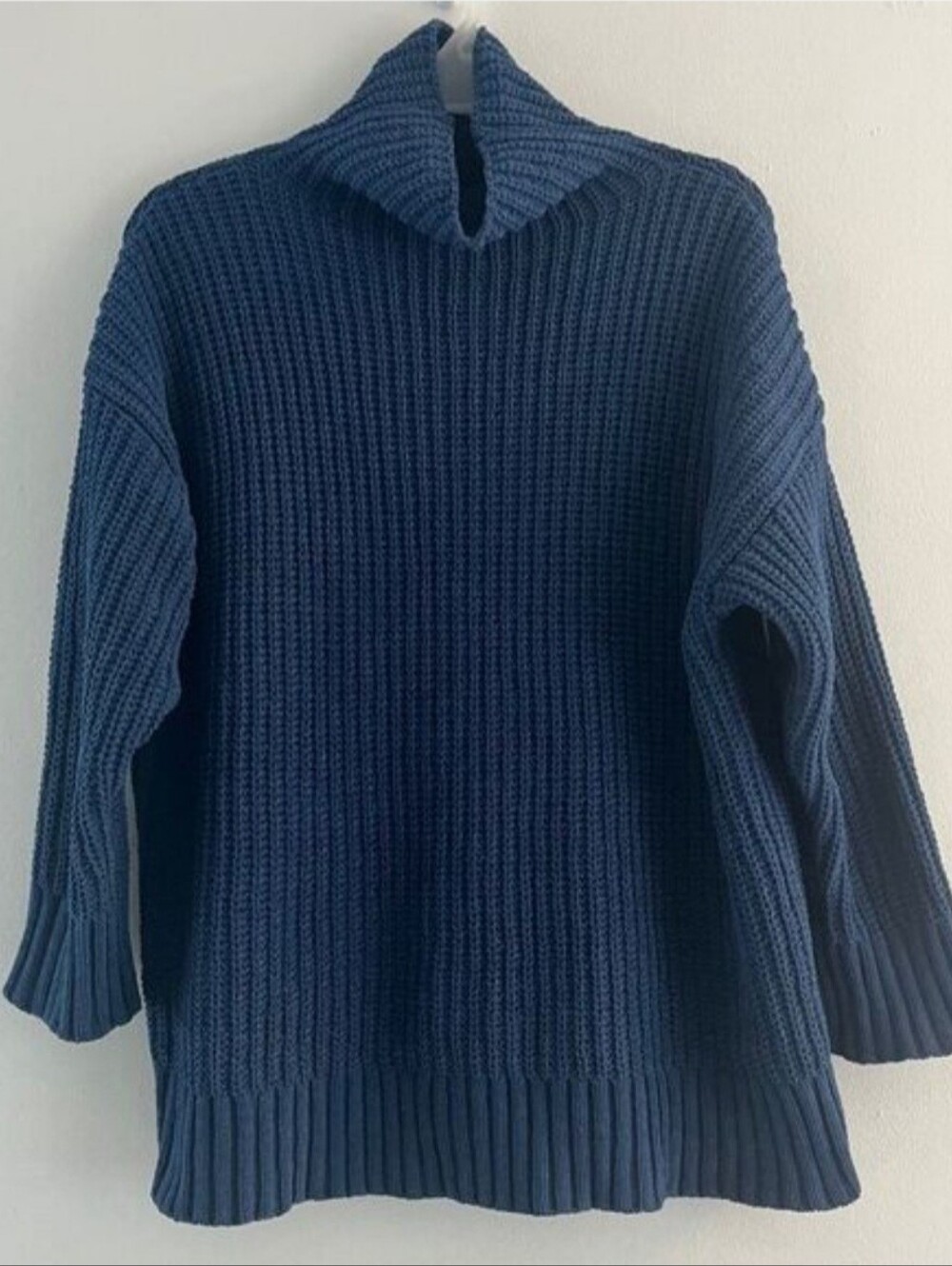 Aerie Women Sweater Chunky Ribbed Turtleneck Blue Size Small Cozy Oversized